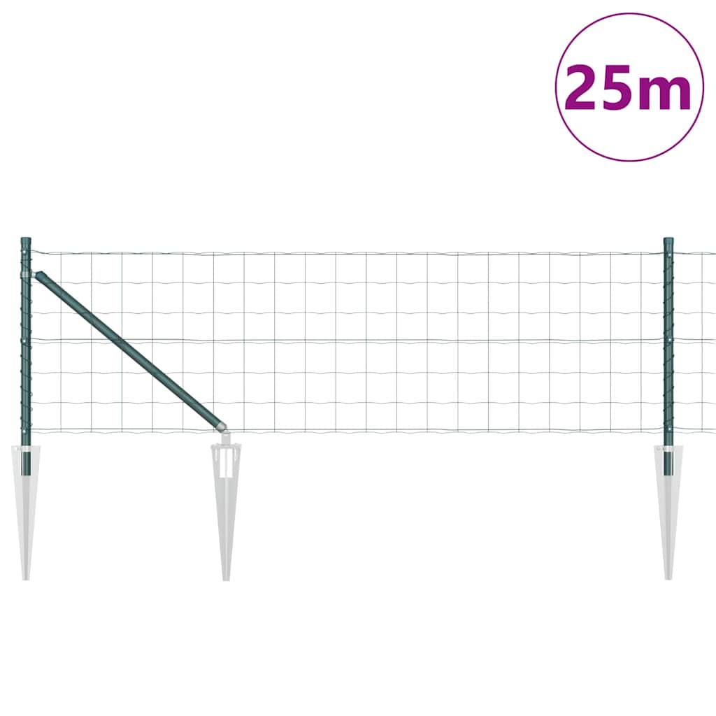 Ograda s postovima Zelena 0,4 x 25 m Čelik i PVC
