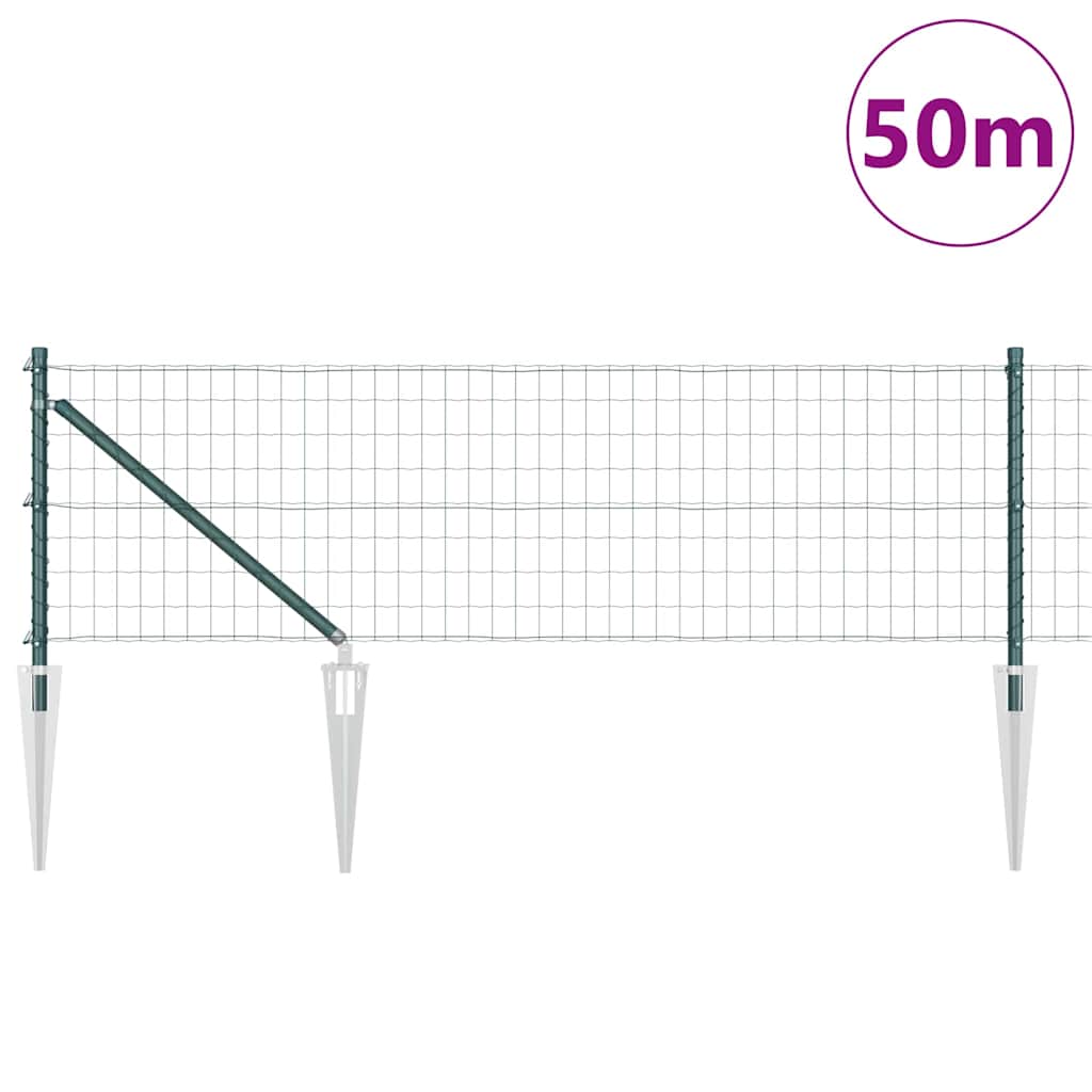 Ograda s postovima Zelena 0,4 x 50 m Čelik i PVC