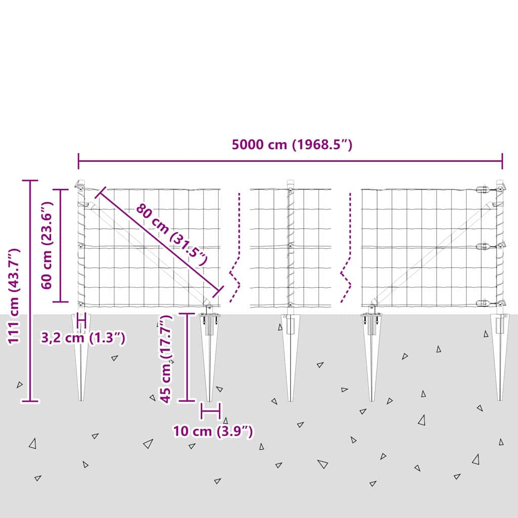 Zavareno žičano ograđivanje s bodljama 50 x 0,6 m (Š x V)