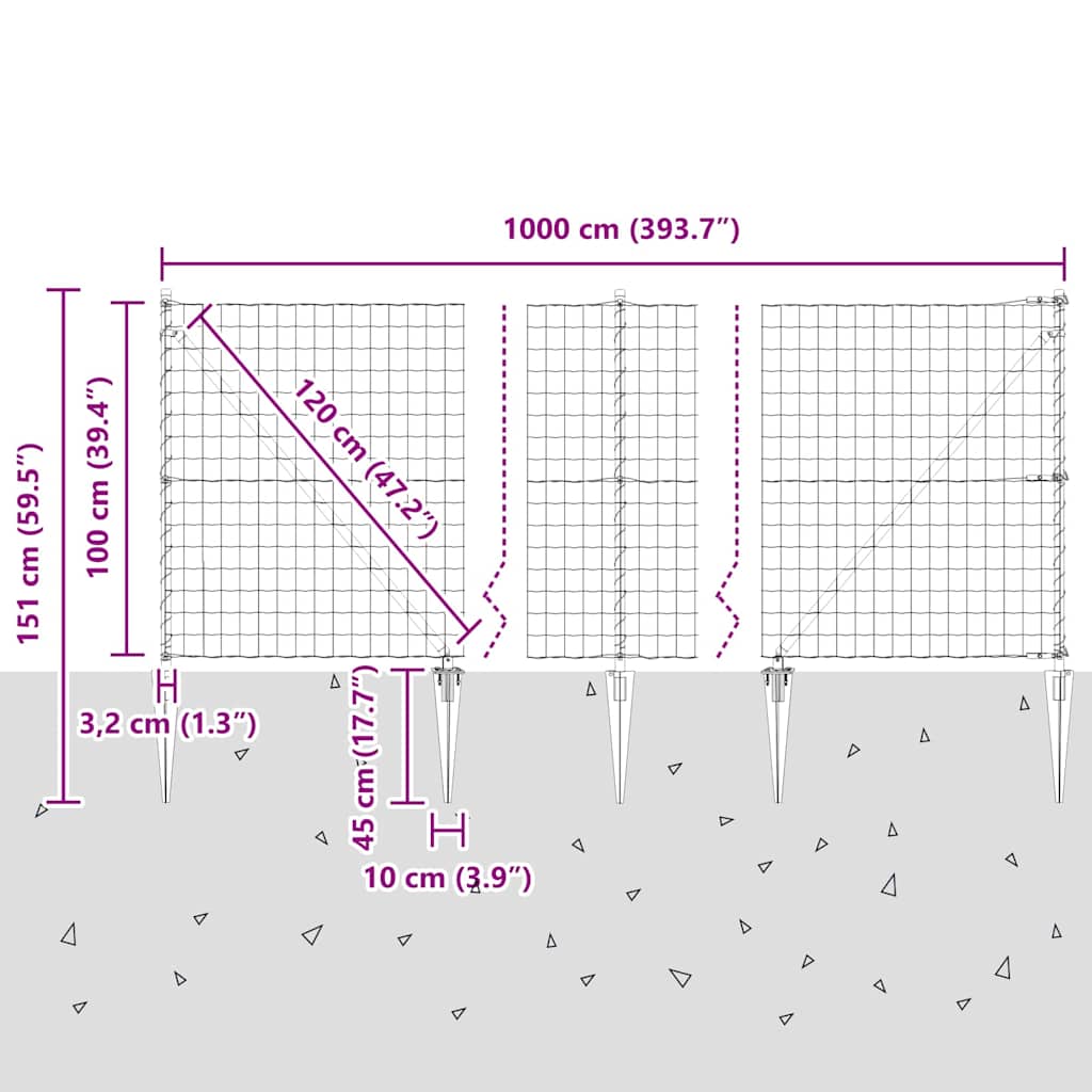Zavareno žičano ograđivanje s bodljama 10 x 1,0 m (Š x V)