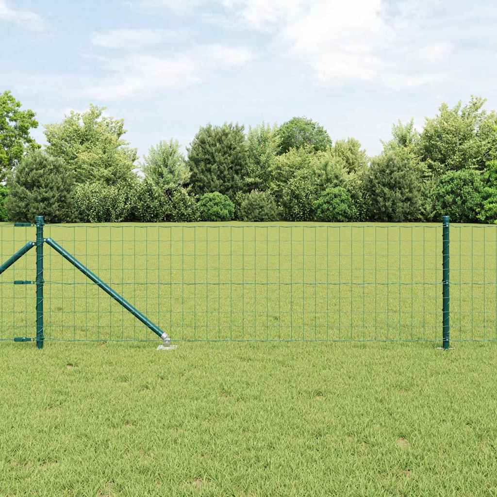 Ograda s postovima Zelena 0,4 x 50 m Čelik i PVC