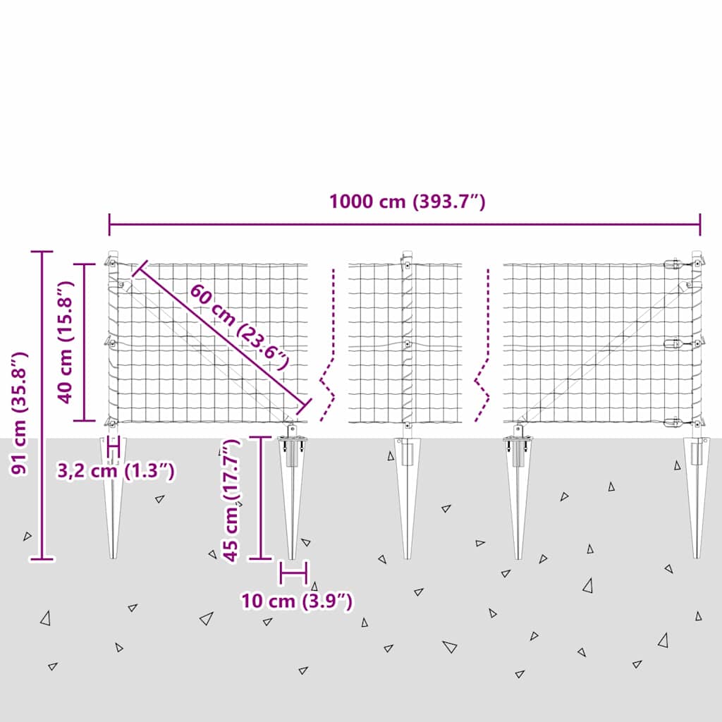 Ograda s postovima Siva 0,4 x 10 m Čelik i PVC