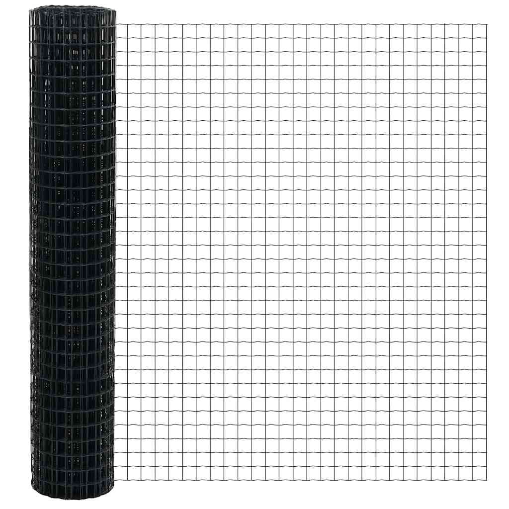 Ograda s postovima Siva 1,5 x 10 m Čelik i PVC