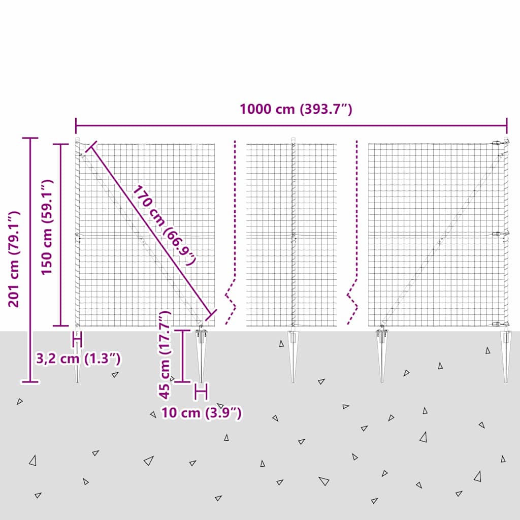 Ograda s postovima Siva 1,5 x 10 m Čelik i PVC