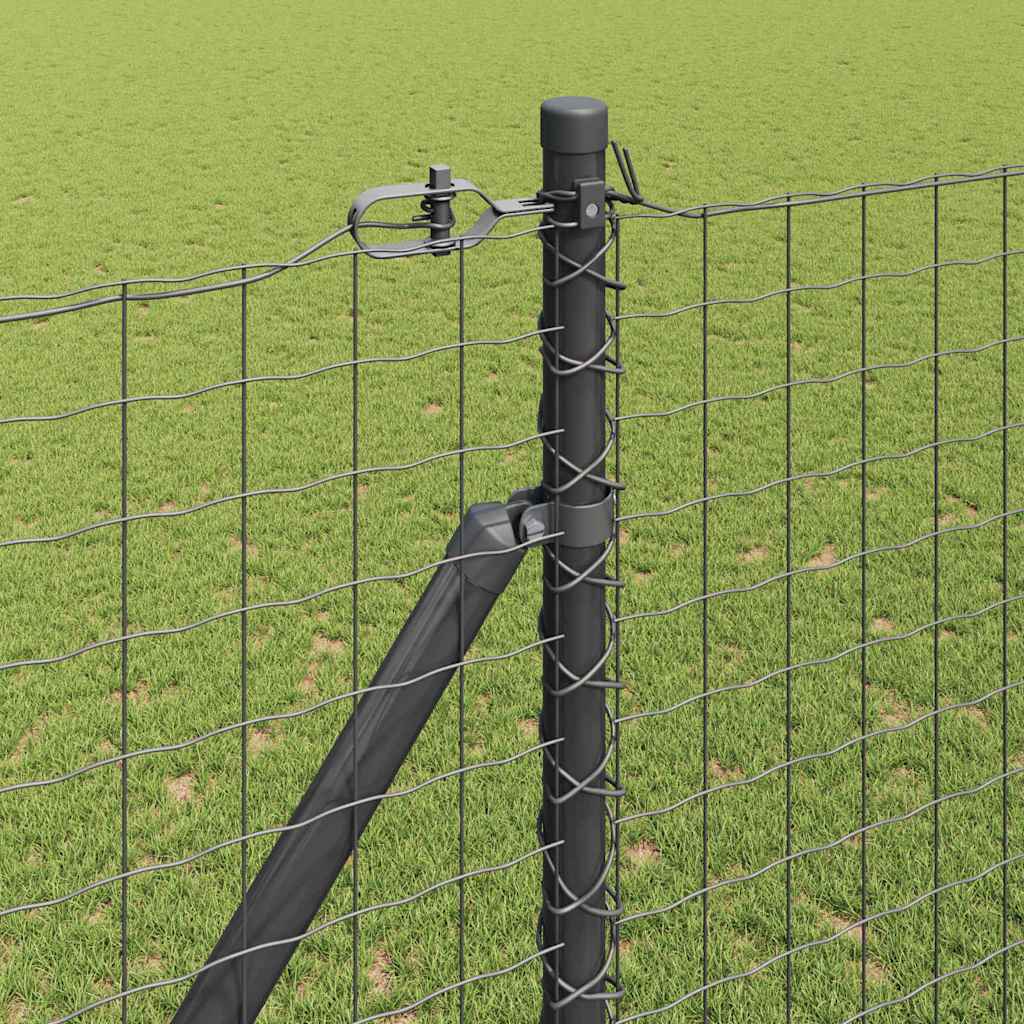 Ograda s postovima Siva 1,6 x 10 m Čelik i PVC