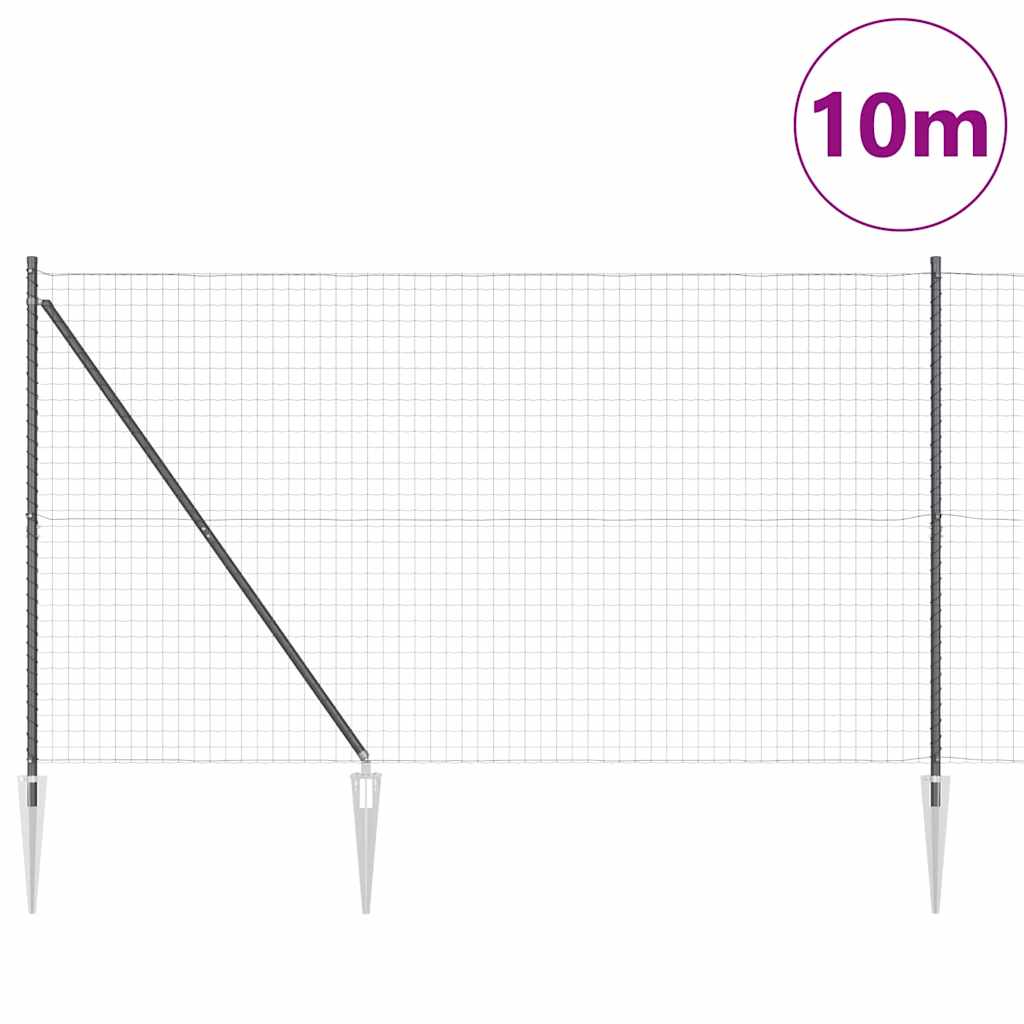 Ograda s postovima Siva 1,6 x 10 m Čelik i PVC