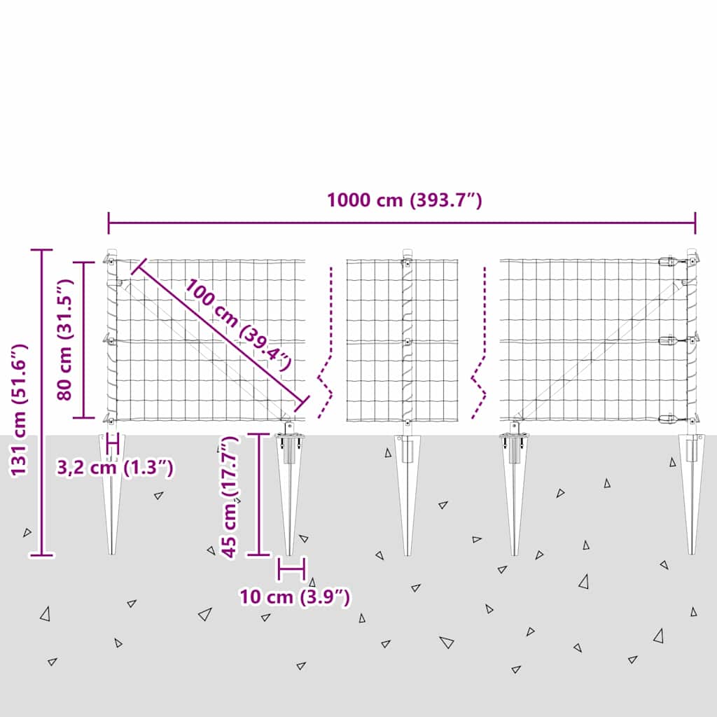 Ograda s postovima Siva 0,8 x 10 m Čelik i PVC