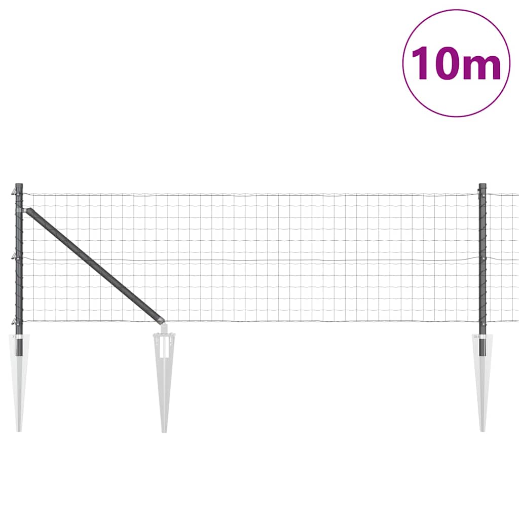 Ograda s postovima Siva 0,8 x 10 m Čelik i PVC
