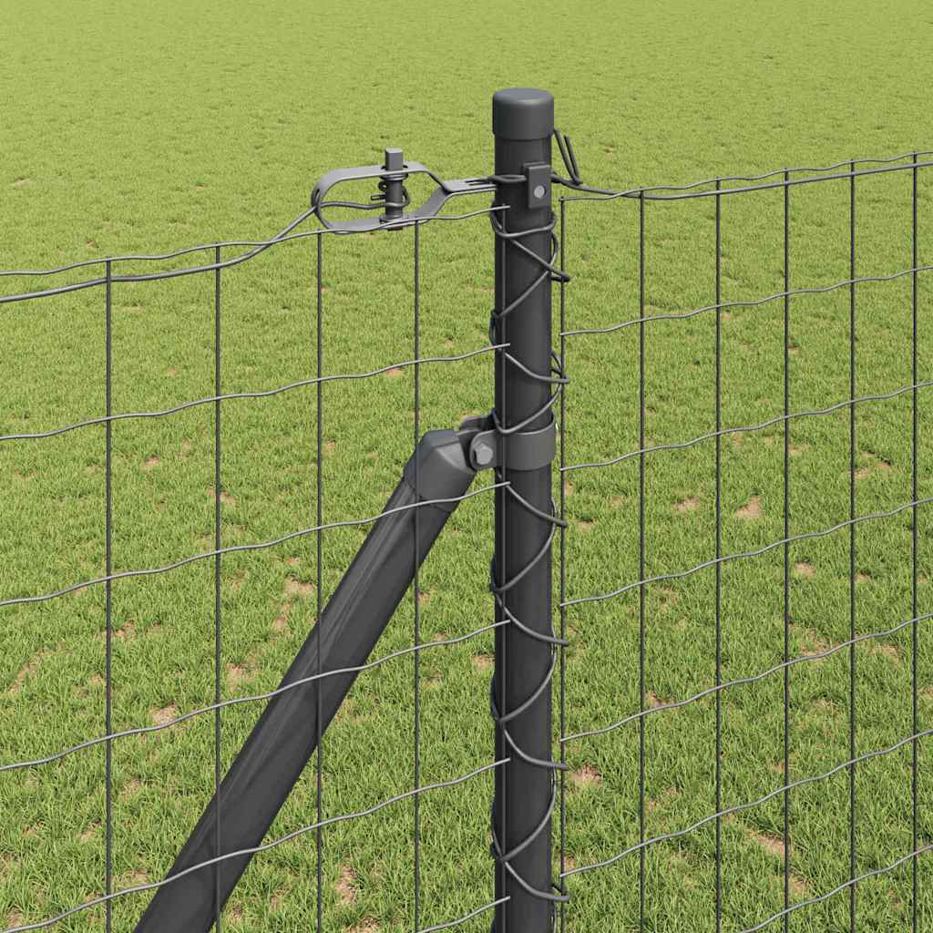 Ograda s postovima Siva 1,5 x 10 m Čelik i PVC