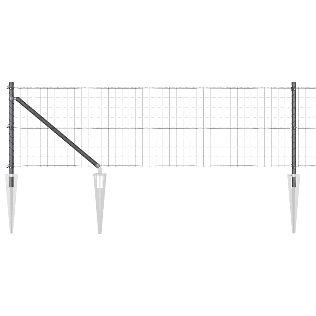 Ograda s postovima Siva 0,6 x 10 m Čelik i PVC