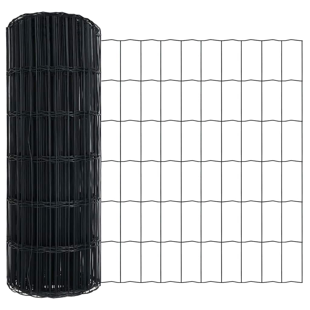 Ograda s postovima Siva 0,6 x 10 m Čelik i PVC