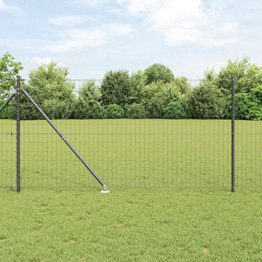 Ograda s postovima Siva 1,4 x 10 m Čelik i PVC