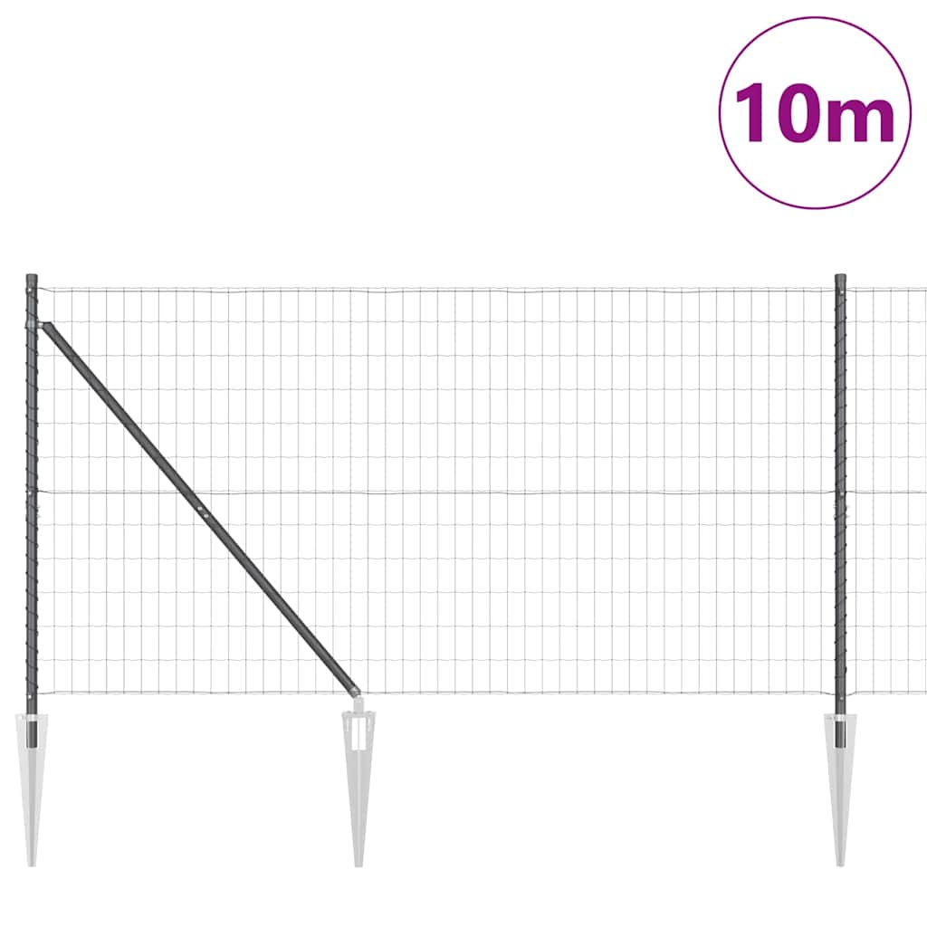 Ograda s postovima Siva 1,4 x 10 m Čelik i PVC