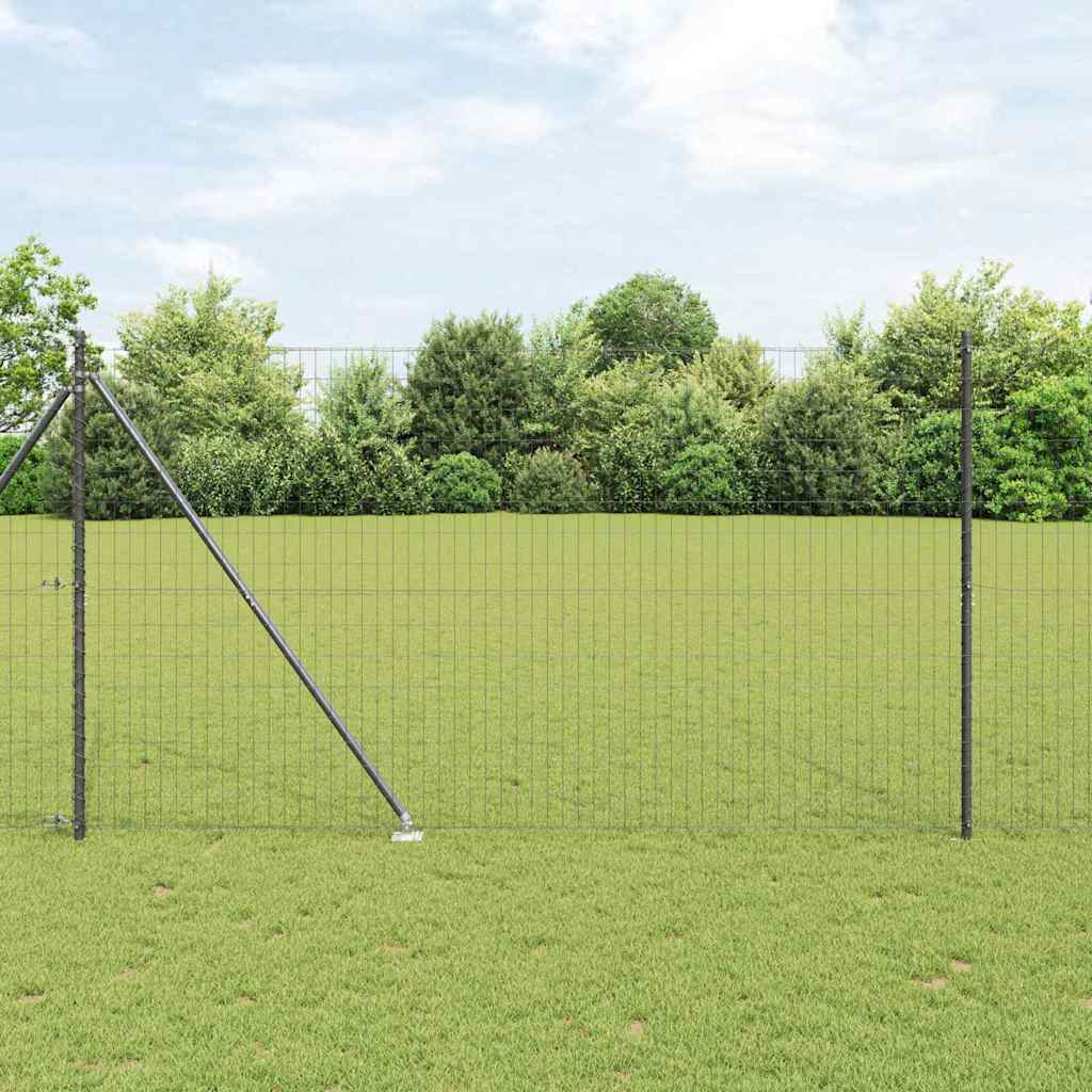 Ograda s postovima Siva 1,5 x 10 m Čelik i PVC