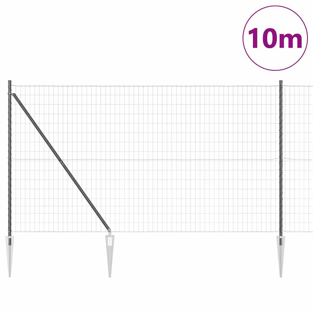 Ograda s postovima Siva 1,6 x 10 m Čelik i PVC