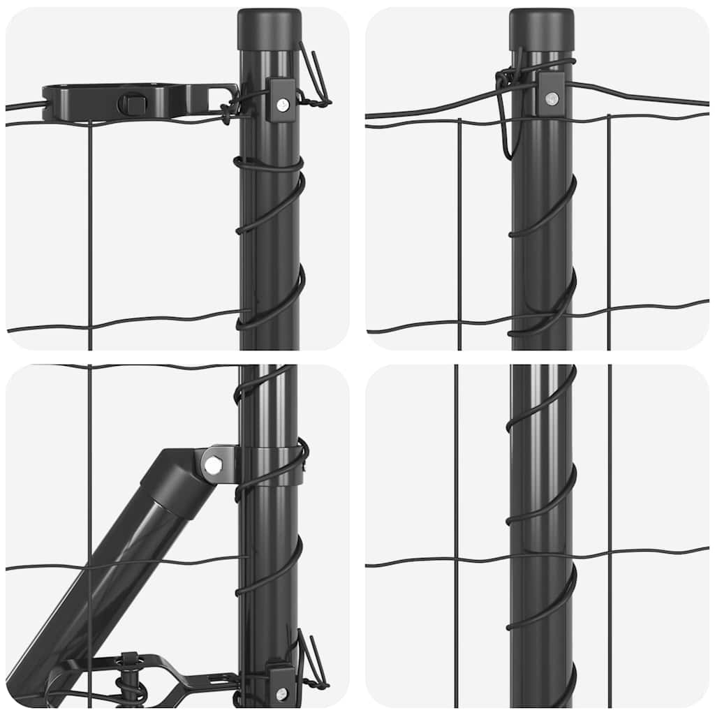 Ograda s postovima Siva 0,8 x 10 m Čelik i PVC