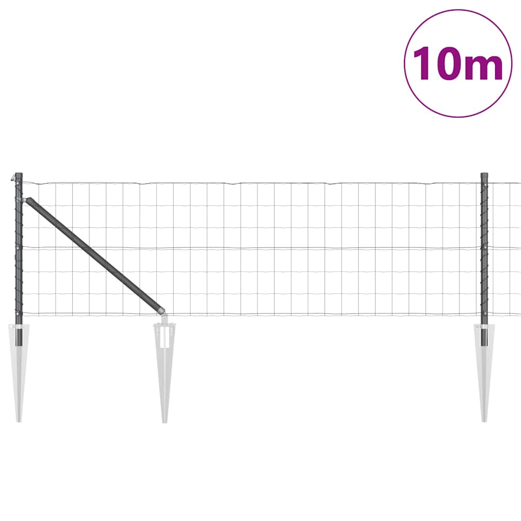 Ograda s postovima Siva 0,8 x 10 m Čelik i PVC