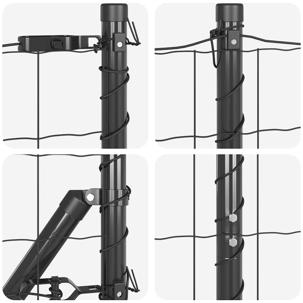 Ograda s postovima Siva 1,5 x 10 m Čelik i PVC