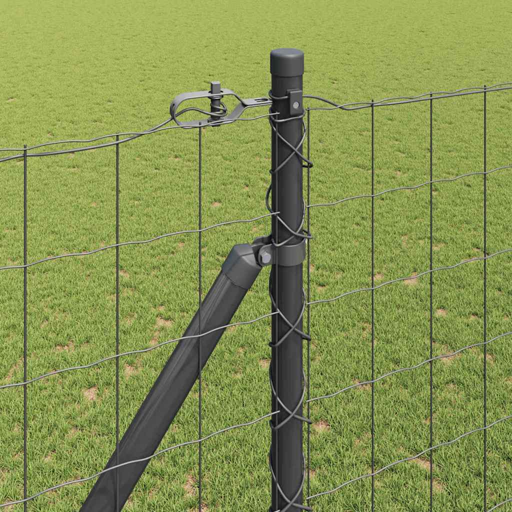 Ograda s postovima Siva 1,6 x 10 m Čelik i PVC
