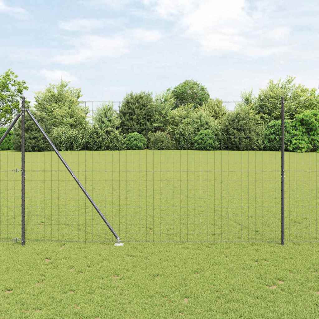 Ograda s postovima Siva 1,6 x 10 m Čelik i PVC