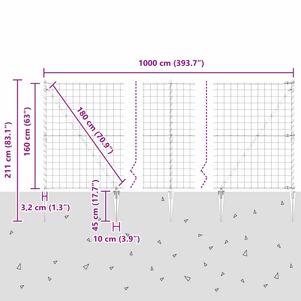 Ograda s postovima Siva 1,6 x 10 m Čelik i PVC