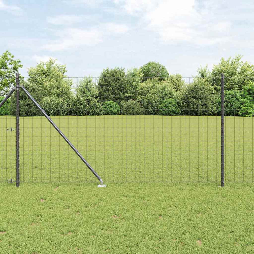 Ograda s postovima Siva 1 x 25 m Čelik i PVC