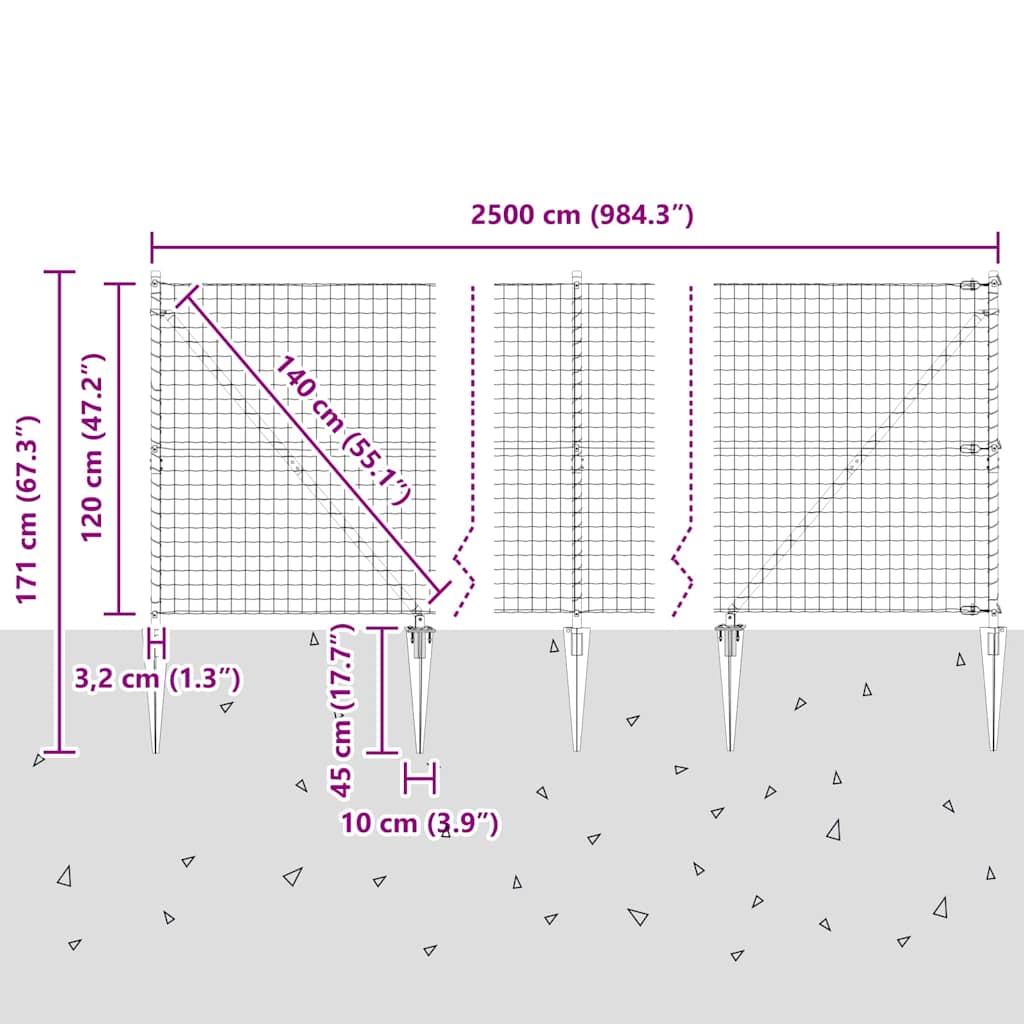 Ograda s postovima Siva 1,2 x 25 m Čelik i PVC