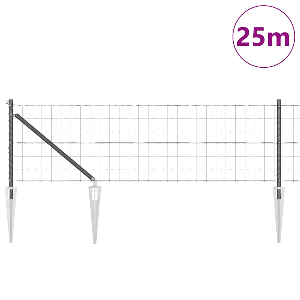 Ograda s postovima Siva 0,6 x 25 m Čelik i PVC