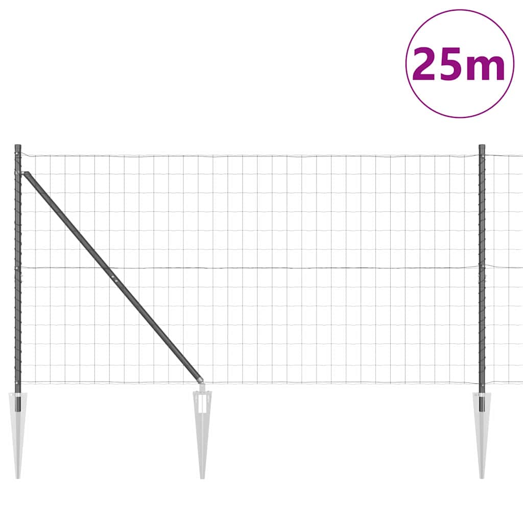 Ograda s postovima Siva 1,2 x 25 m Čelik i PVC