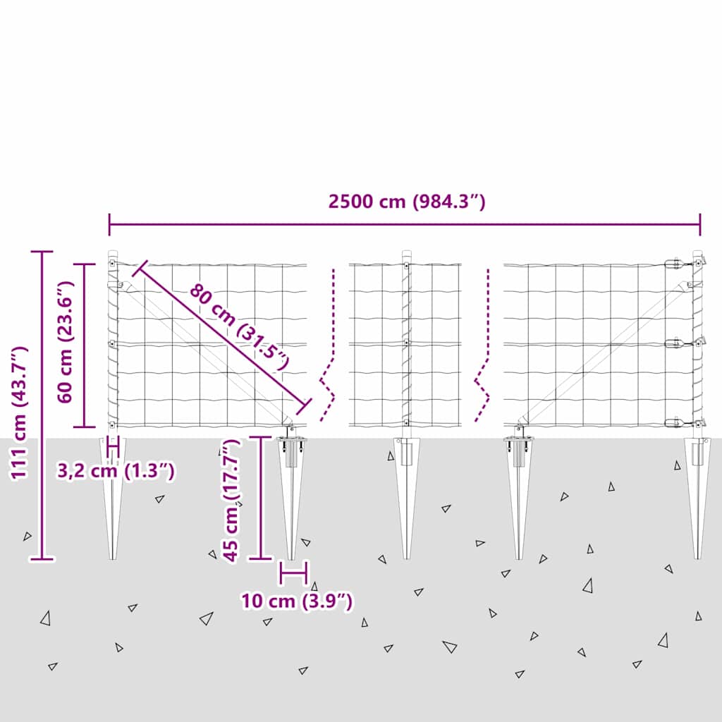 Ograda s postovima Siva 0,6 x 25 m Čelik i PVC