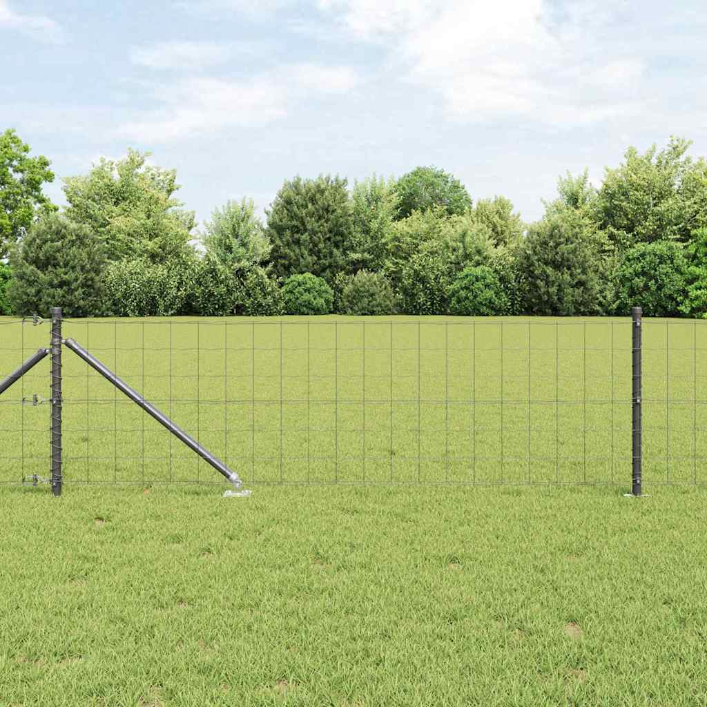 Ograda s postovima Siva 0,8 x 25 m Čelik