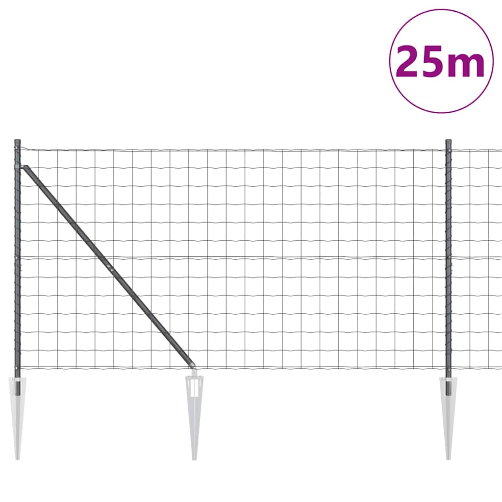 Ograda s postovima Siva 1,2 x 25 m Čelik