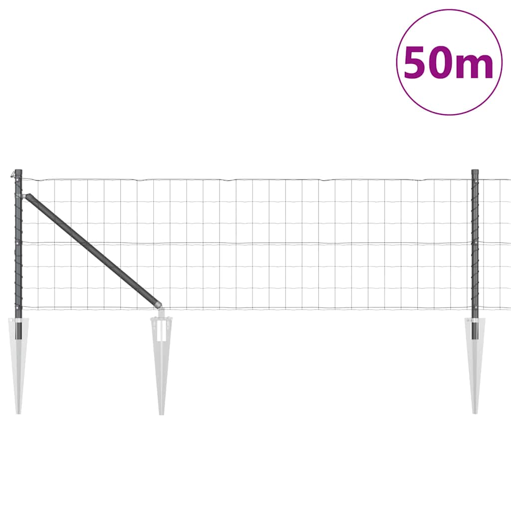 Ograda s postovima Siva 0,6 x 50 m Čelik i PVC