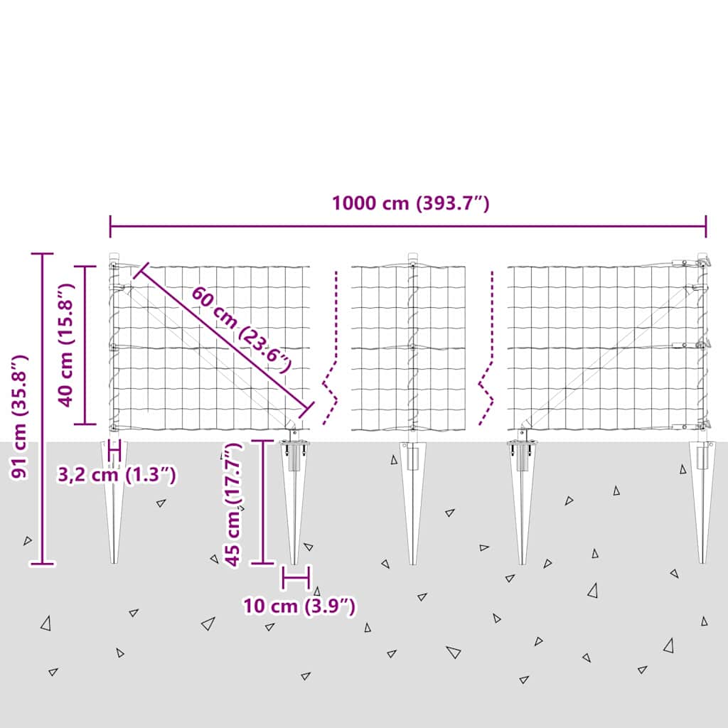 Ograda s postovima Siva 0,4 x 10 m Čelik i PVC