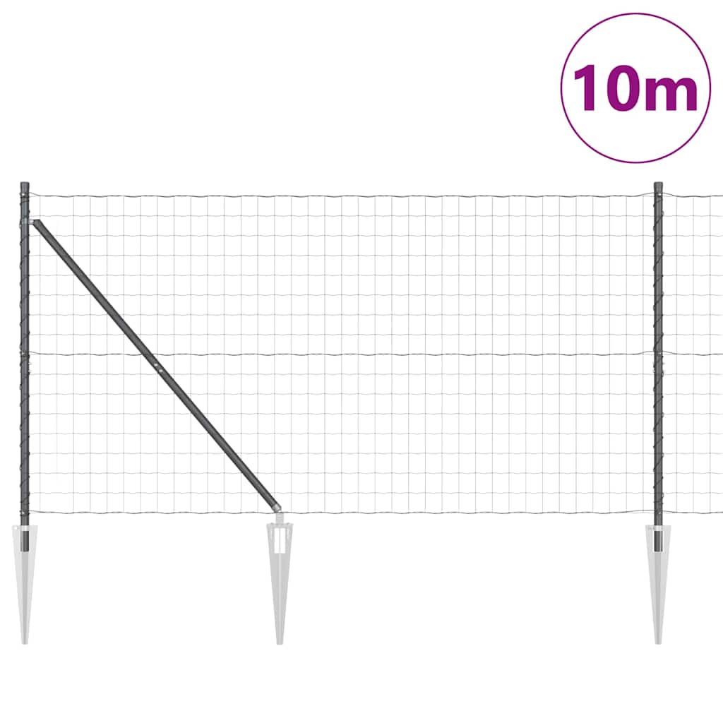 Ograda s postovima Siva 1,4 x 10 m Čelik i PVC