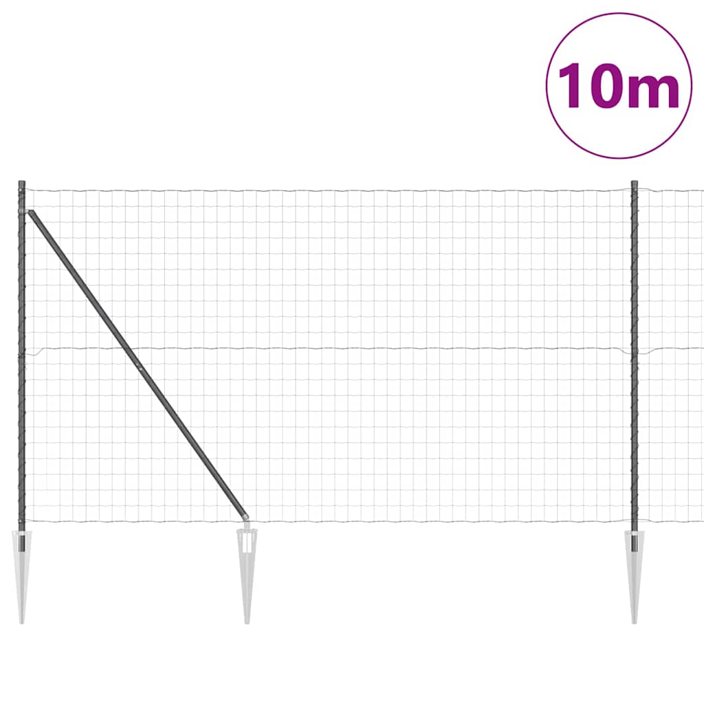 Ograda s postovima Siva 1,5 x 10 m Čelik