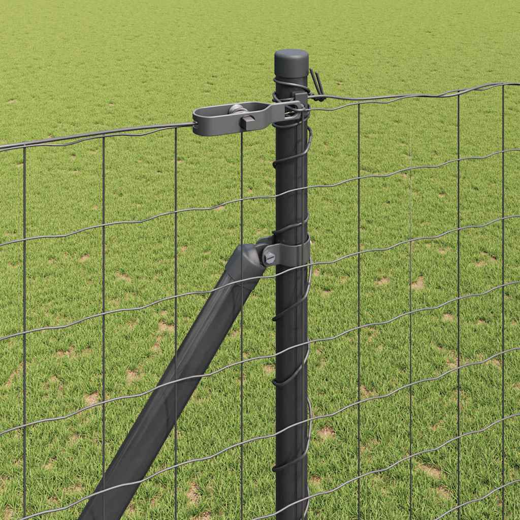 Ograda s postovima Siva 1,6 x 10 m Čelik i PVC