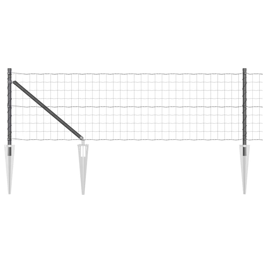 Ograda s postovima Siva 0,4 x 25 m Čelik i PVC