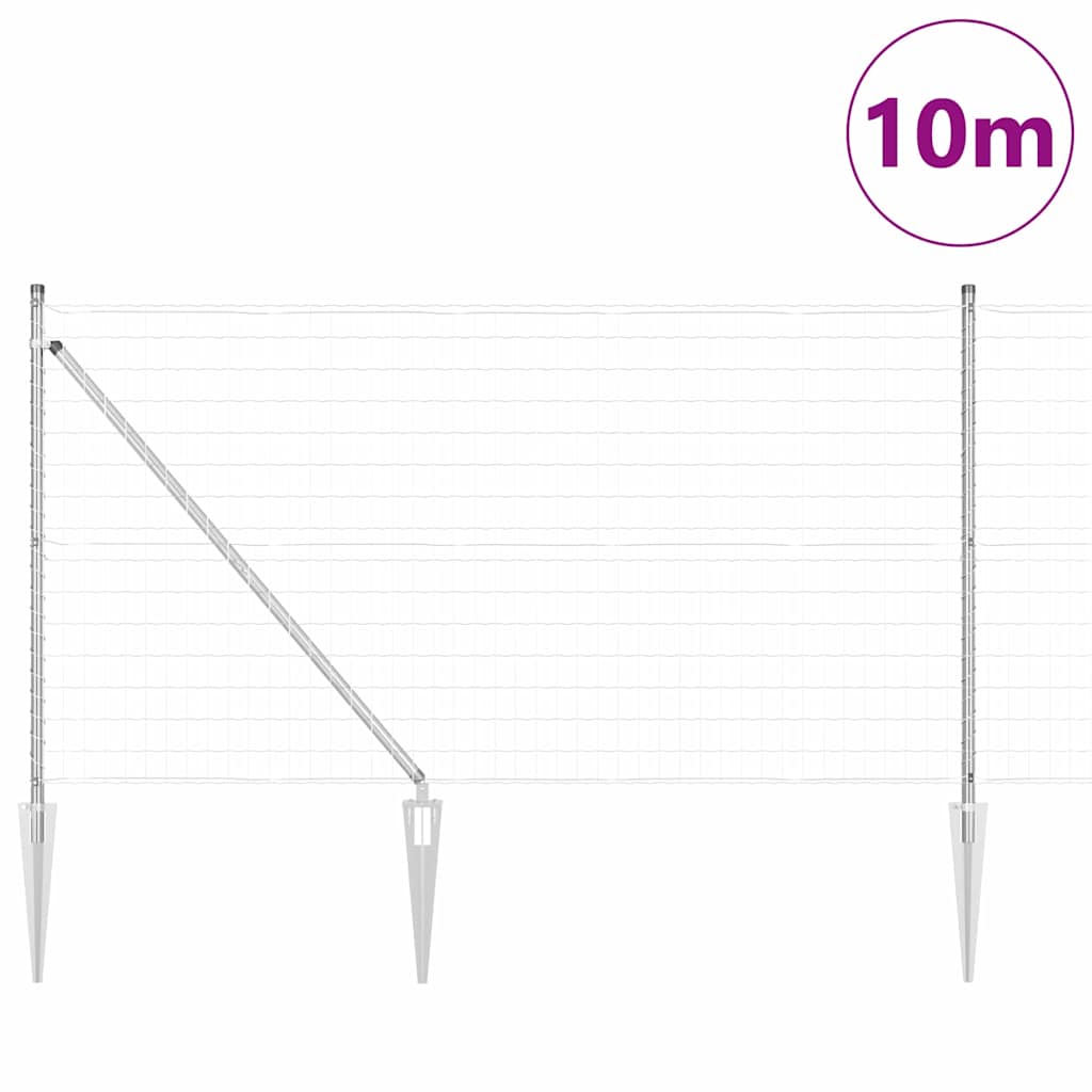 Ograda s postovima Srebrno 1 x 10 m Čelik
