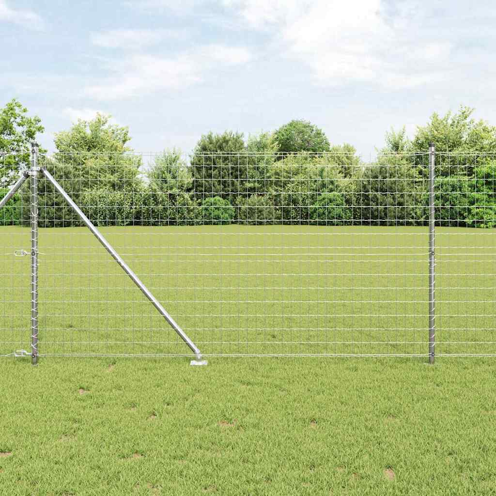 Ograda s postovima Srebrno 1,4 x 10 m Čelik