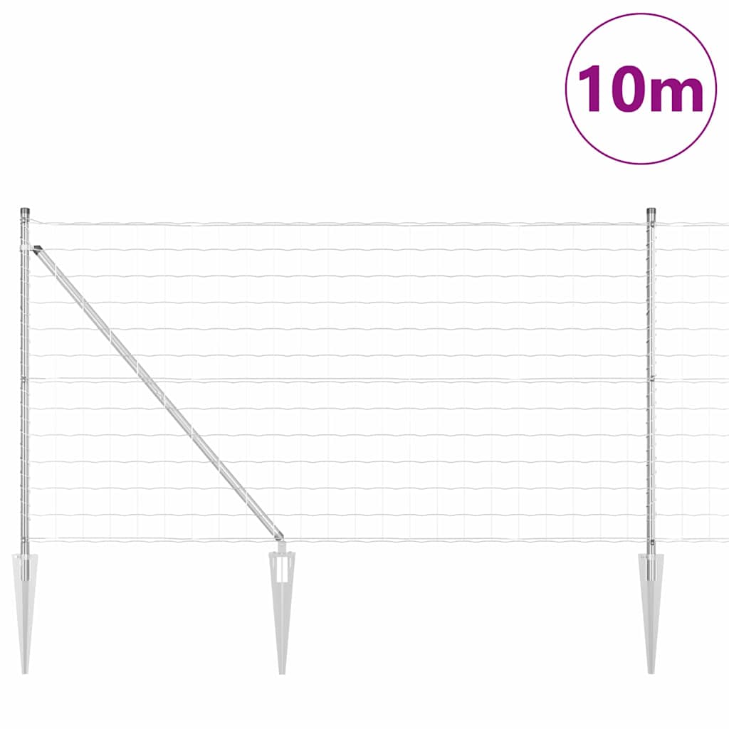 Ograda s postovima Srebrno 1 x 10 m Čelik
