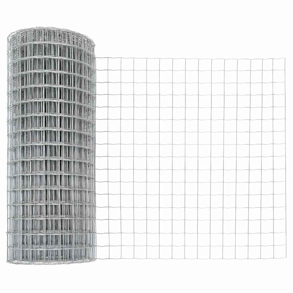 Ograda s postovima Srebrno 0,8 x 25 m Čelik