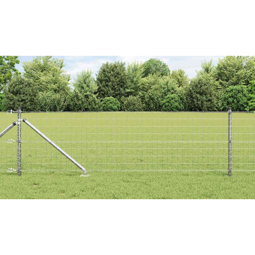Ograda s postovima Srebrno 0,4 x 25 m Čelik