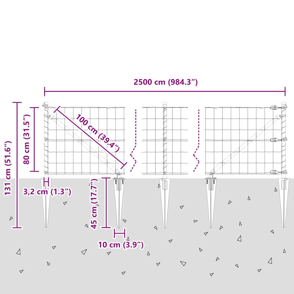 Ograda s postovima Srebrno 0,8 x 25 m Čelik