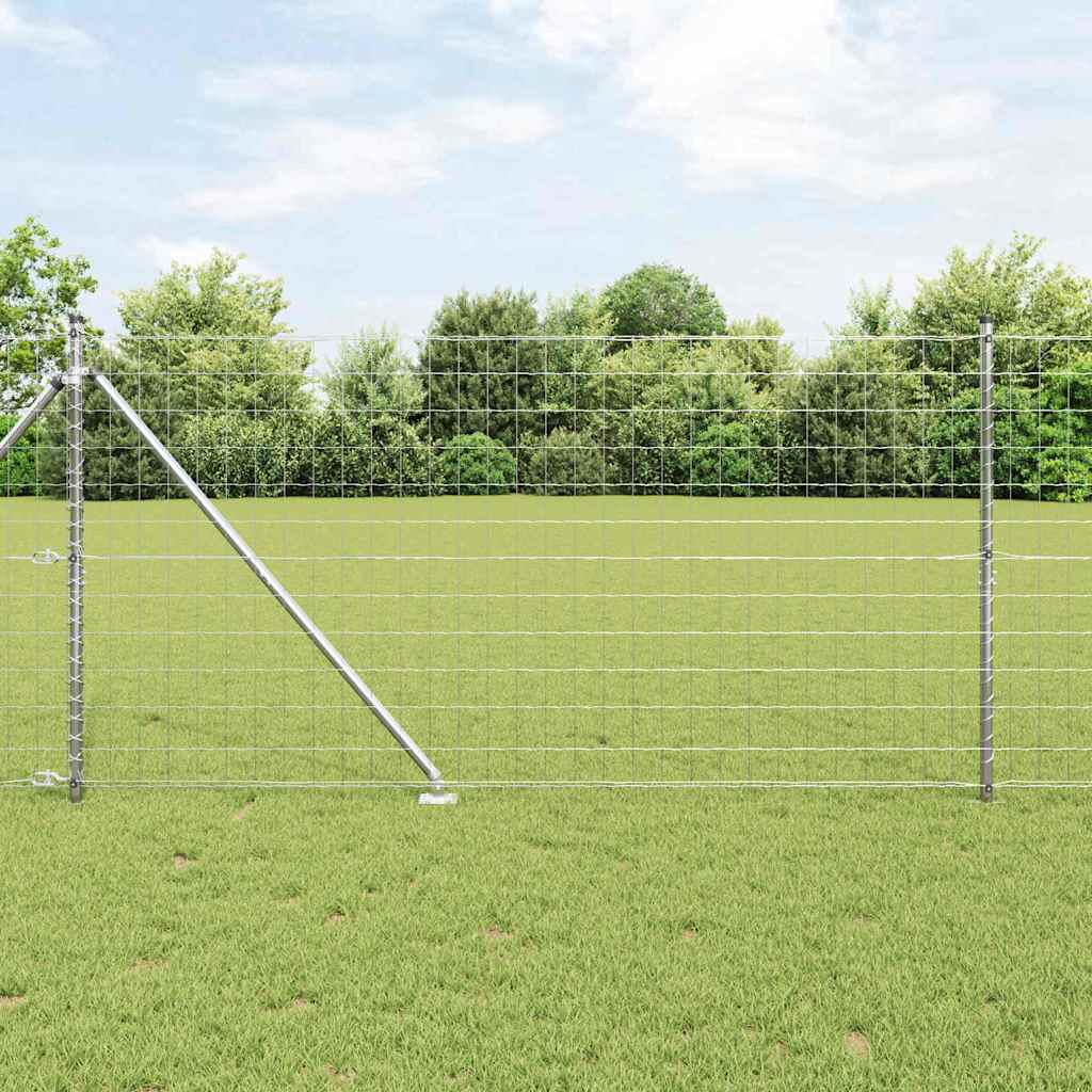 Ograda s postovima Srebrno 1,2 x 25 m Čelik