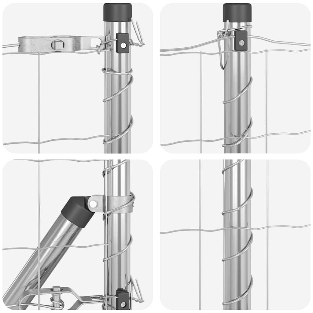 Ograda s postovima Srebrno 0,8 x 10 m Čelik