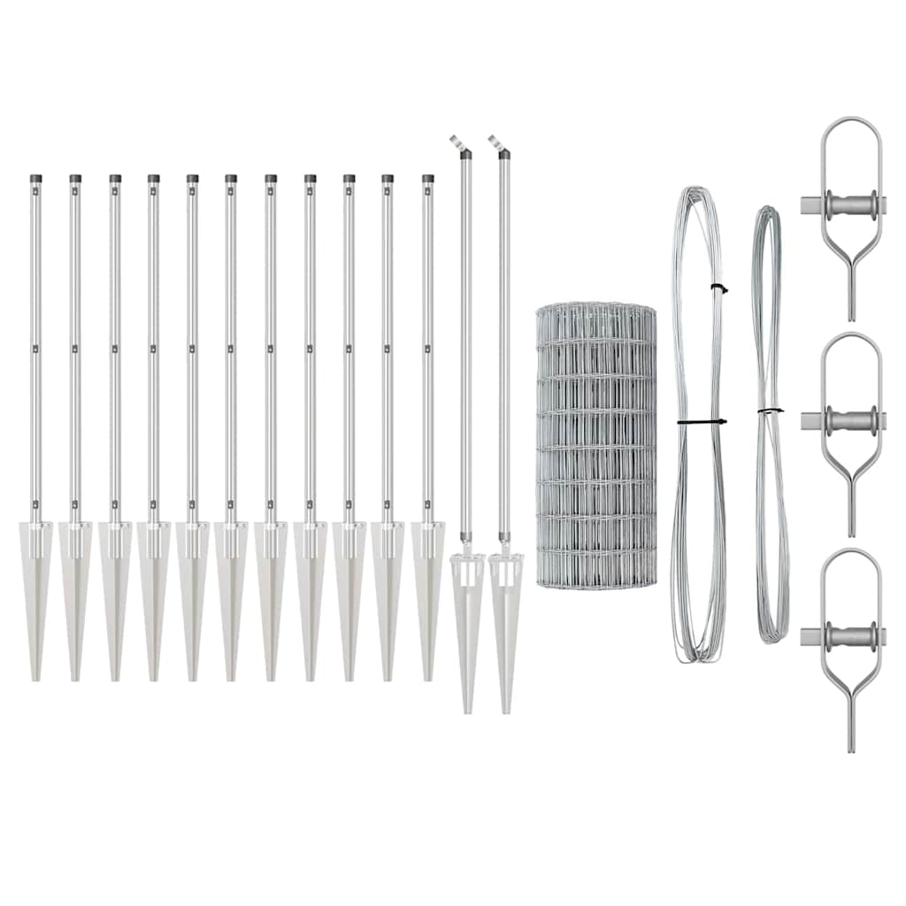 Ograda s postovima Srebrno 0,8 x 10 m Čelik