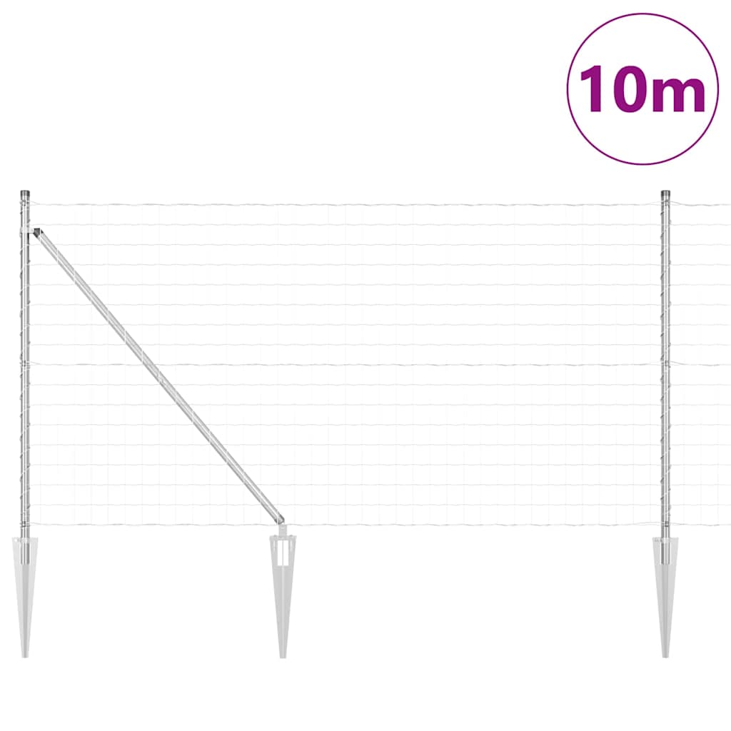 Ograda s postovima Srebrno 1 x 10 m Čelik