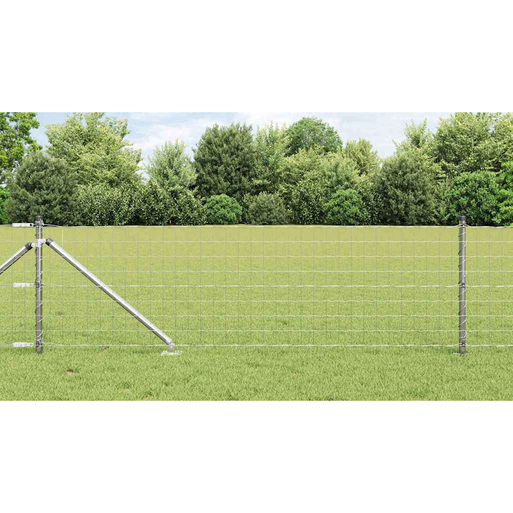 Ograda s postovima Srebrno 0,4 x 25 m Čelik