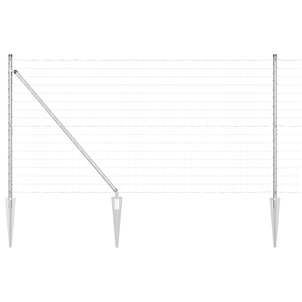 Ograda s postovima Srebrno 1,2 x 25 m Čelik